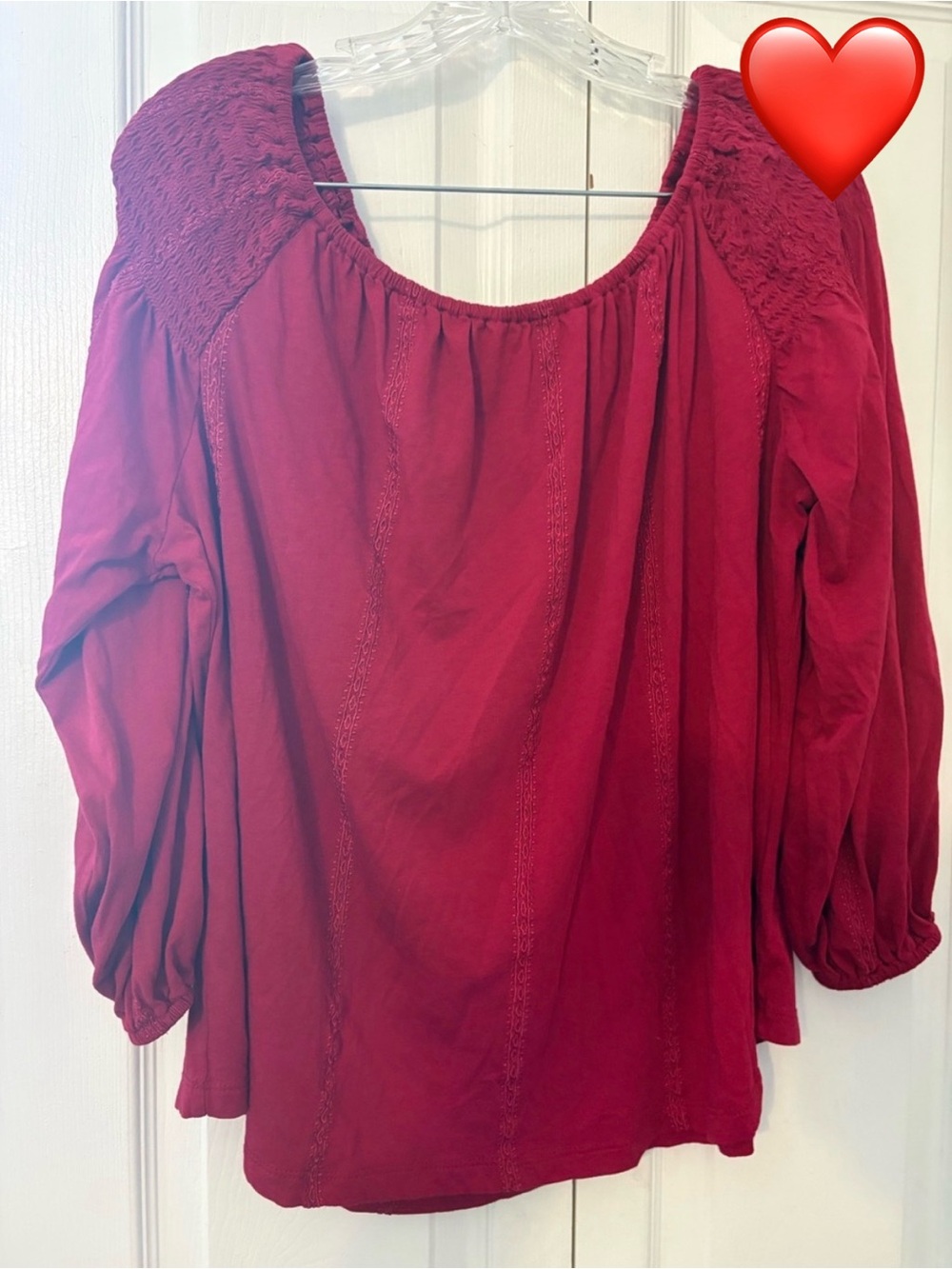 Ralph Lauren Raspberry Red Peasant Tunic Top